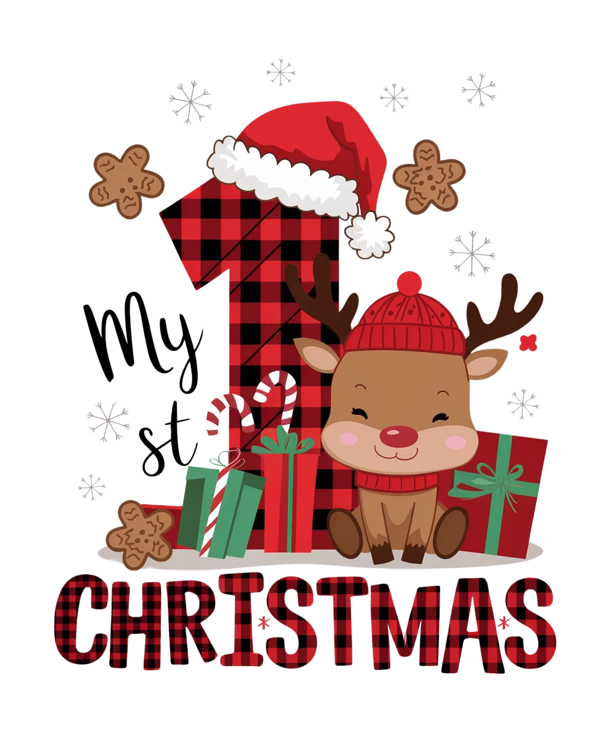 My 1st christmas - Smiling baby reindeer with tree and gifts - Image 3