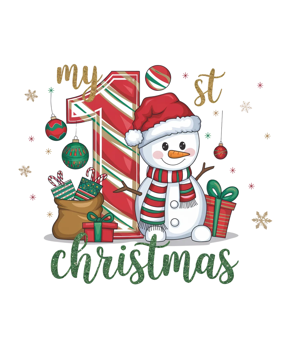 My First Christmas- Waving snowman with gifts - Image 2