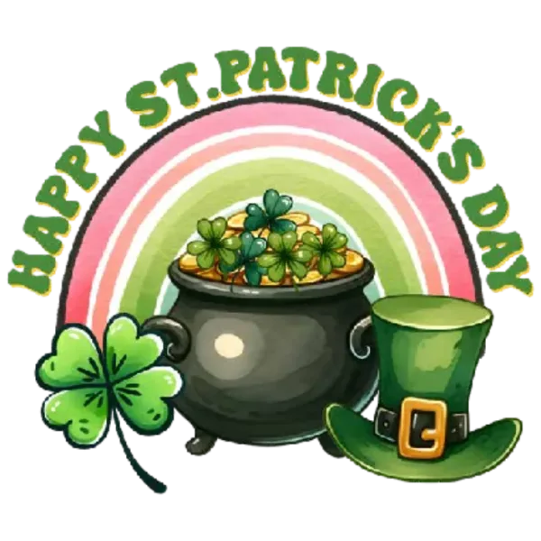 Happy St Patrick's Day Pot of Gold and Hat