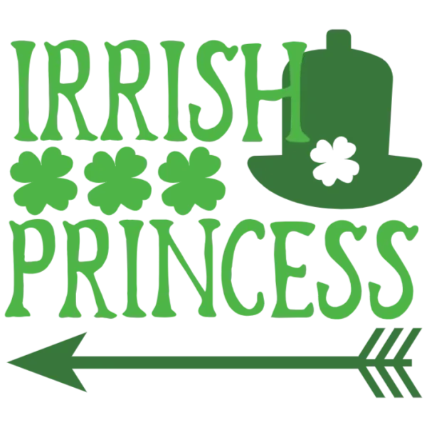 Irish Princess St Patrick's Day Top Hat Clover Lucky Irish Woman Shamrock Green White Graphic Design Print Image for DTF Transfers