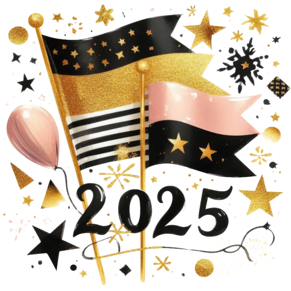 New Year Celebration With Flag